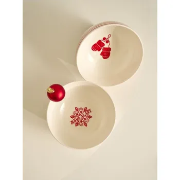 Dámské tričko Sinsay - Misky s vánočním motivem 2 kusy - červená - 406GI-33X - 406GI-33X-ONE