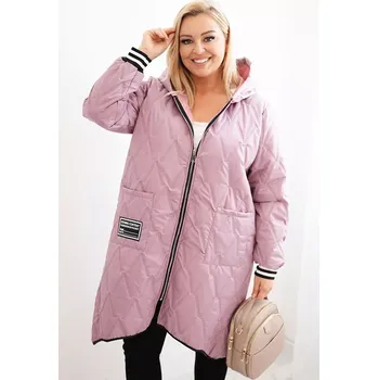 Kesi Włoski Dámská bunda Plus Size prošívaná s kapucí a sportovními manžetami tmavě růžová Kesi Włoski černá | růžová 3449985