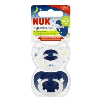 NUK Smoczek uspokajający silikonowy 18-36m Signature Night niebieski op.2 szt.10177166