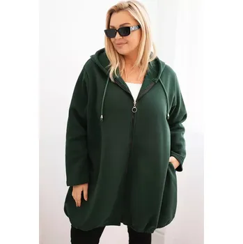 Dámská mikina Kesi Dámská mikina zateplená Plus Size s kapucí a véčkovým výstřihem hnědá Kesi černá | zelená 3450006
