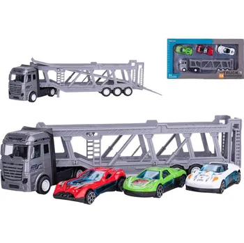 autodráha Přepravník aut kovový transportér set se 3 auty volný chod