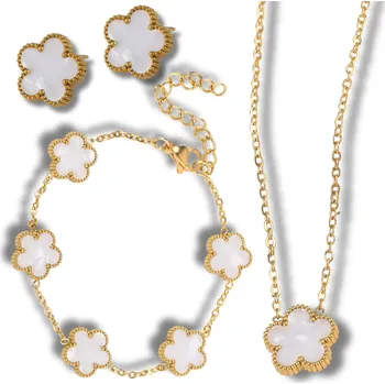 Náramek Camerazar Zlatý šperkový set z chirurgické oceli: náhrdelník, náramek, naušnice