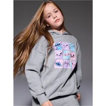 Dívčí mikina Sinsay - Mikina s potiskem Lilo & Stitch - šedá - 303GG-09M - 303GG-09M-134