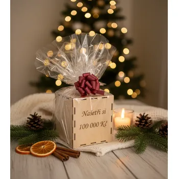 Dárková krabička JH WoodArt Vánoční dřevěná pokladnička 100 000,-Kč