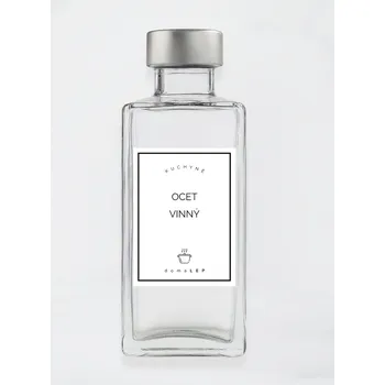 Samolepící etiketa Samolepka na láhev OCET VINNÝ – bílá, 6 x 8 cm, základní písmo