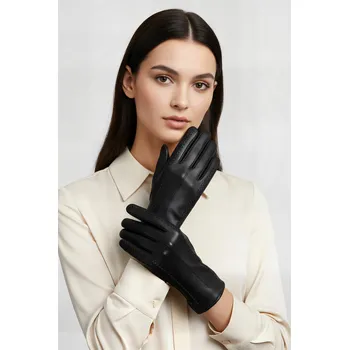 Rukavice Dámské kožené rukavice Vivisence 7209 Barva: Černá, Velikost: M