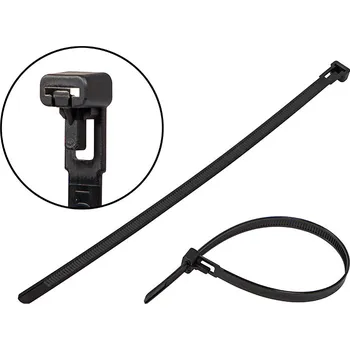 Organizace kabelů Černá stahovací páska 7,6x250mm rozpínací