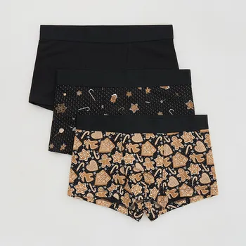 Boxerky Reserved - Sada 3 kusů boxerek s vánočním vzorem - černý - 079ES-99X - 079ES-99X-XL