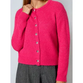 Dámský svetr Sinsay - Kardigan s ozdobnými knoflíky s příměsí vlny - sytě růžová - 441FJ-42X - 441FJ-42X-XL