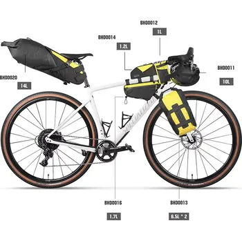 brašna na kolo Bikepackingová sada Rhinowalk Wilderness A - žlutá