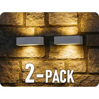 Nástěnné svítidlo LED nástěnné svítidlo 9W 850LM UP&DOWN šedé IP65/2-PACK! Teplá bílá