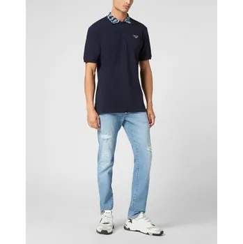 Pánské tričko PHILIPP PLEIN Polokošile 9409 Světle modrá Slim Fit XS