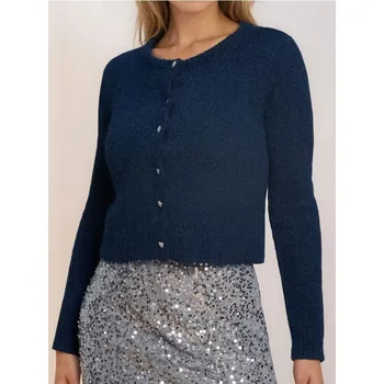 Dámské oblečení Sinsay - Kardigan s ozdobnými knoflíky s příměsí vlny - námořnická modrá - 435FJ-59X - 435FJ-59X-XXS