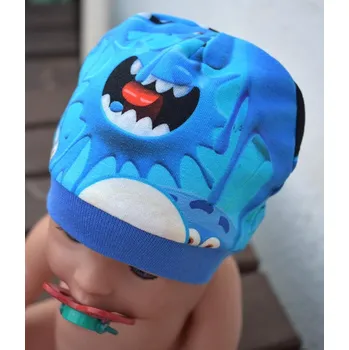 Doplněk pro panenku Čepice modrá s příšerkami