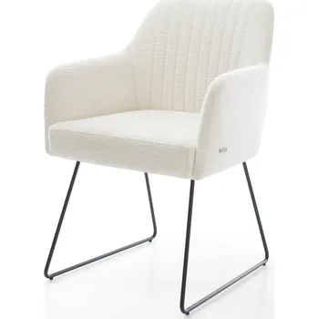 Jídelní židle DELIFE Jídelní židle Greg-Flex bouclé měkký béžová tenká podnož černá taštičkové pružiny