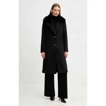Dámský kabát Kabát s příměsí vlny Guess KAROLE černá barva, W5BL19 W2642 W5BL19.W2642 99X, vel. S