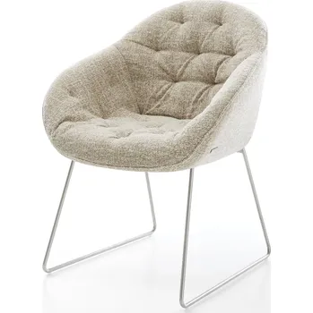 Jídelní židle DELIFE Jídelní židle Gaio-Flex látka Měkký béžová tenká podnož nerezová ocel