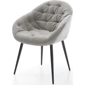 Jídelní židle DELIFE Jídelní židle Gaio-Flex strukturovaná látka Měkký šedá 4-nohá zúžená černá