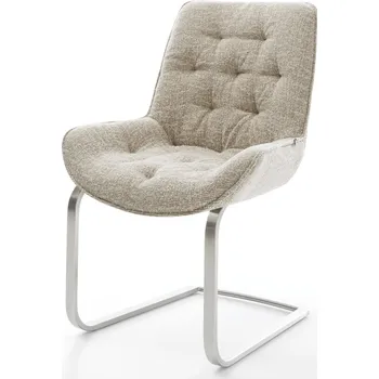 Jídelní židle DELIFE Jídelní židle Taimi-Flex látka Měkký béžová jídelní židle plochý nerezová ocel