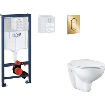 Klozet GROHE - Rapid SL Set předstěnové instalace, klozetu, sedátka SoftClose a tlačítka Arena Cosmopolitan S, Cool Sunrise SANI11BB4125