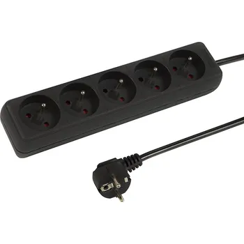 Napájecí kabel Síťový prodlužovací kabel PR-570P 5-zásuvek s uzemněním 1,5m černý 3x1,5mm