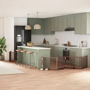 ohrádka pro psa zahrada-XL Zábrana pro psy s dvířky skládací 12 panelů hnědá 960 cm topol 3155748