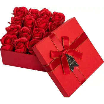 Mýdlo Roseluxe Mýdlová kytice Červený Čtvercový Flower Box