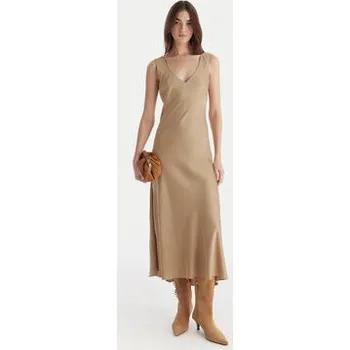 Dámské šaty ViCOLO Koktejlové šaty TF0247 Béžová Regular Fit XL