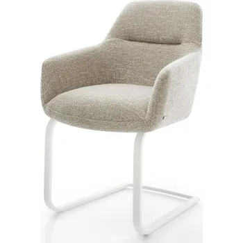 Jídelní židle DELIFE Jídelní židle Pejo-Flex tkanina Měkký béžová jídelní židle plochá bílá taštičkové pružiny