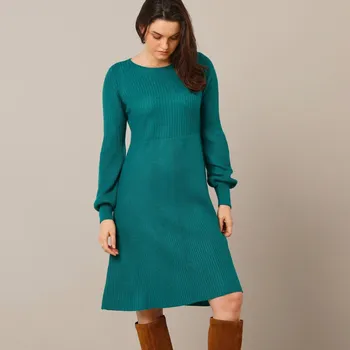 Dámské šaty Rozšířené úpletové šaty smaragdová 34/36