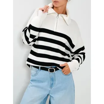 Dámský svetr Sinsay - Pruhovaný svetr - bílá - 241GT-00P - 241GT-00P-XS