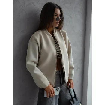 Dámská mikina Béžová dámská zateplená mikina typu bomber (82158) odstíny béžové XL (42)