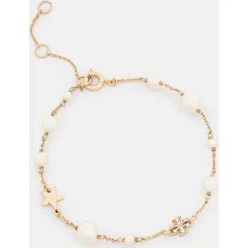 Náramek Pozlacený náramek Tory Burch Delicate Kira Pearl dámský, 163697-749 163697.749 zlatá GLD, vel. ONE SIZE