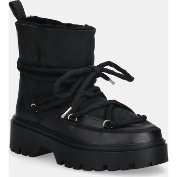 Dívčí sněhule Sněhule Tommy Hilfiger REAL SHEARLING LACEUP FW0FW08996 černá 99X, EUR 37