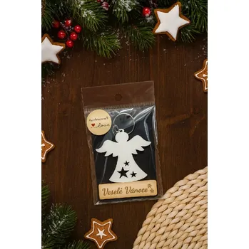 Vánoční dekorace Dary dřeva Vánoční dřevěný přívěšek - anděl - hvězdy