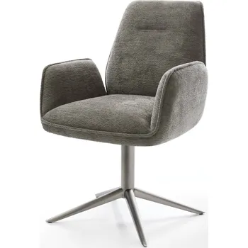 Jídelní židle DELIFE Jídelní židle Zoa-Flex bouclé měkký tmavě béžová křížová podnož grafit 360° otočný houpací funkce taštičkové pružiny