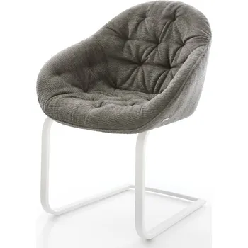 Jídelní židle DELIFE Jídelní židle Gaio-Flex bouclé měkký tmavě béžová konzolová podnož plochá bílá