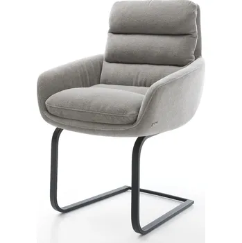 Jídelní židle DELIFE Jídelní židle Abelia-Flex s područkami strukturovaná látka Měkký šedá konzolová podnož plochá černá