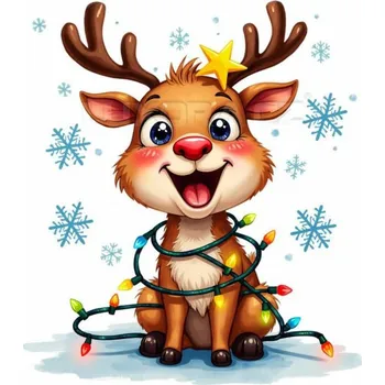 Nášivka Nažehlovačka Sobík vločky a světýlka - 5 x 6 cm