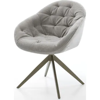 Jídelní židle DELIFE Jídelní židle Gaio-Flex strukturovaná látka Měkký šedá křížová podnož široká titanová barva 360° otočný houpací funkce