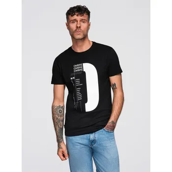 Pánské bavlněné tričko s potiskem - černé V3 OM-TSPT-0166 - XL