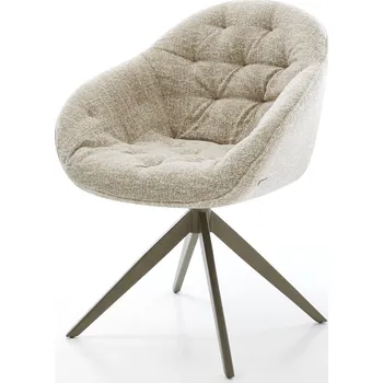 Jídelní židle DELIFE Jídelní židle Gaio-Flex látka Měkký béžová křížová podnož široká Titanová barva 360° otočný houpací funkce