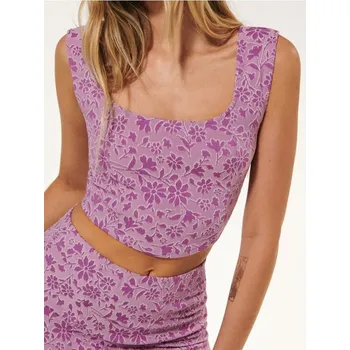 Dámské tričko Sinsay - Krátký top s květinovým motivem - fialová - 9668A-40P - 9668A-40P-S