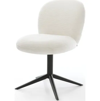 Jídelní židle DELIFE Jídelní židle Nube-Flex bouclé měkký béžová podnož černá 360° otočný houpací funkce taštičkové pružiny