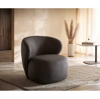 Křeslo DELIFE Křeslo Pulo 80×80 cm mikrovlákno antracitová vintage