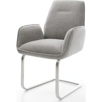 Jídelní židle DELIFE Jídelní židle Zoa-Flex strukturovaná látka Měkký šedá jídelní židle plochá nerezová ocel taštičkové pružiny