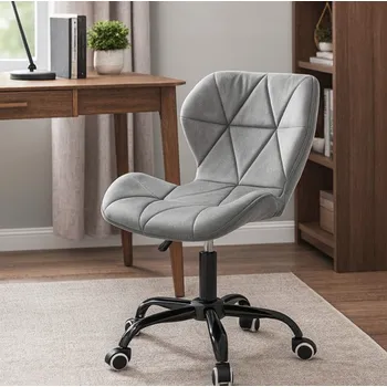 Ergonomická otočná kancelářská židle - sametová Šedá