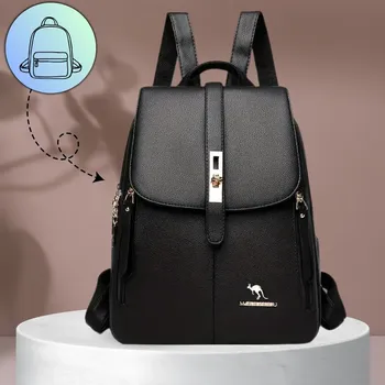 Městský batoh Camerazar Elegantní černý dámský městský kožený batoh z ekokůže