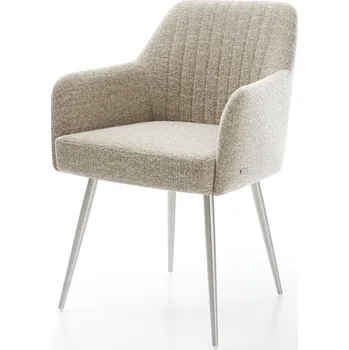 Jídelní židle DELIFE Jídelní židle Greg-Flex tkanina Měkký béžová 4 nohy zúžené nerezová ocel taštičkové pružiny