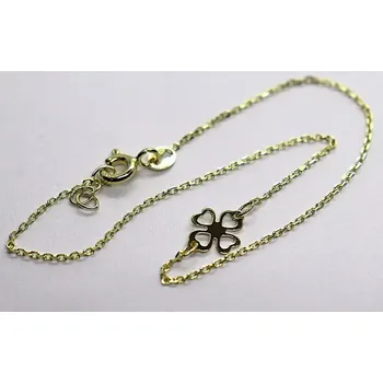 Náramek Klenoty Budín Dámský zlatý náramek ze žlutého zlata čtyřlístek 585/0,60gr 19cm HK7127 (Klenoty Budín Dámský zlatý náramek ze žlutého zlata čtyřlístek 585/0,60gr 19cm HK7127)